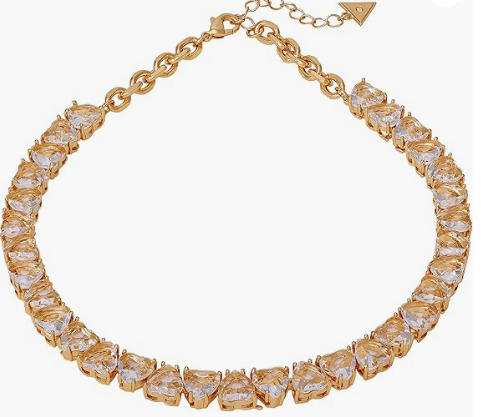 GUESS Goldtone Clear Glass Stone